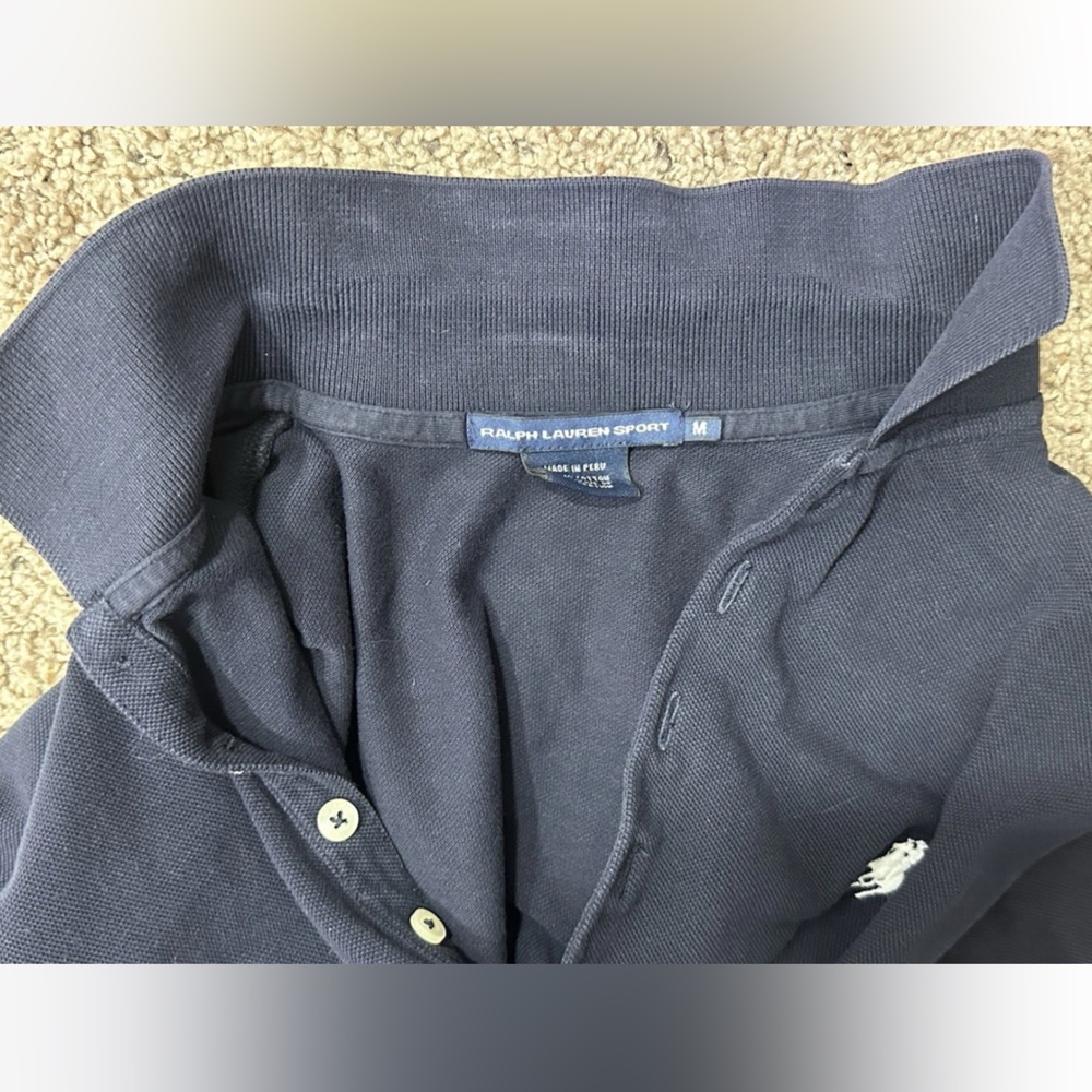 Ralph Lauren Sz M Polo Shirt Dress Navy Blue Short Sleeve Pony Logo Preppy - Picture 8 of 11